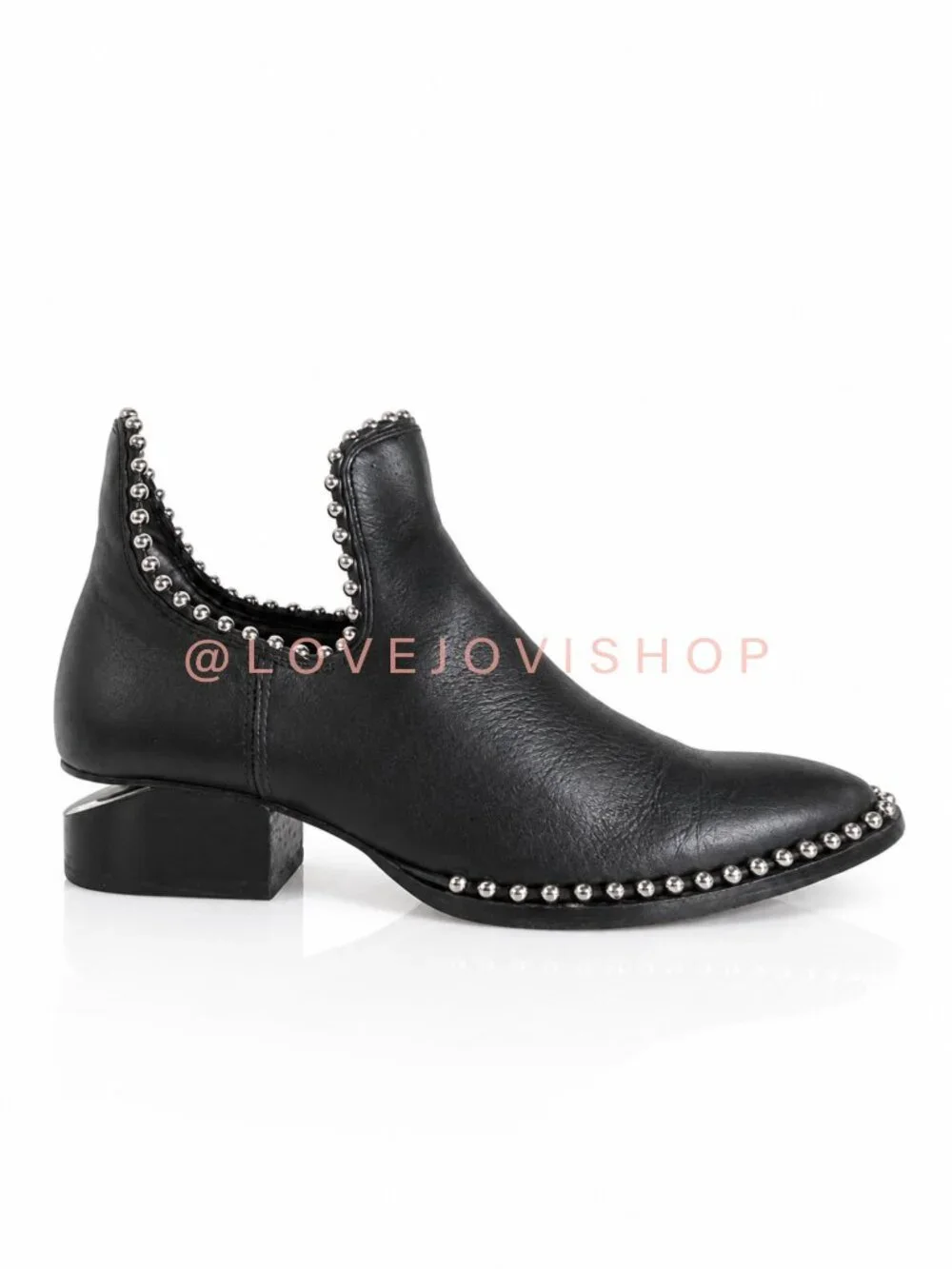 Shoes | Ankle Boots | Alexander Wang Silver Studded Trim Black Leather Notch 9.5